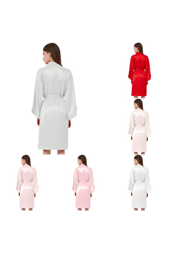 Women's Wedding Party Robe Letters Kimono Satin Pyjamas Bridesmaid Bathrobe Japanese Kimonos for Women plus Size M