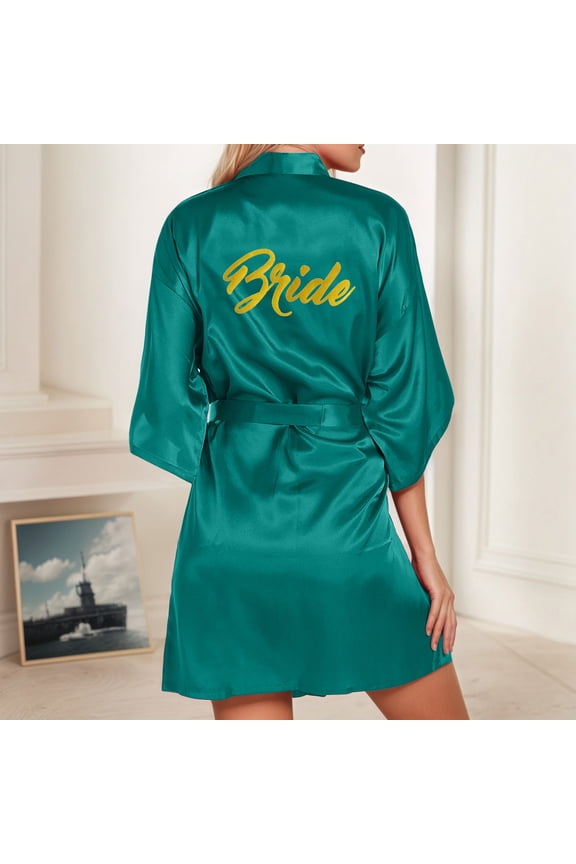 Women's Wedding Party Team Bride Robe Letters Kimono Satin Pyjamas Bridesmaid Bathrobe Robe Women Lightweight plus Size plus Size Womens Robes Long plus Sized Robes Women Women's Bathrobes Long 2x