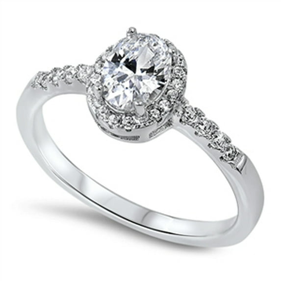 Women's Wedding Ring Halo Clear CZ .925 Sterling Silver Band White Jewelry Female Size 10