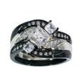 thumbnail image 1 of Women's Wedding Ring Sets Black Gold Plated Three Stone 1.5CT Square AAA CZ Ring for Women, 1 of 7