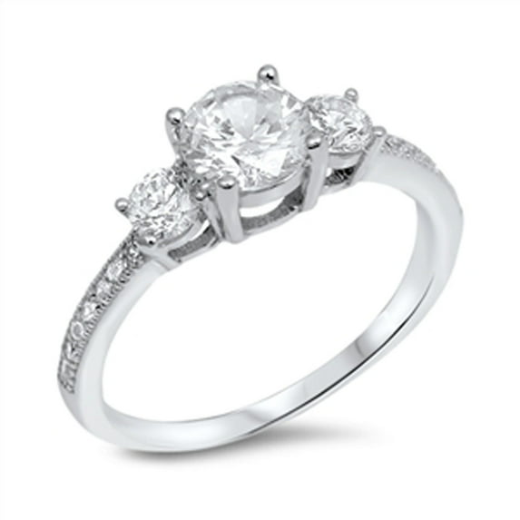 Women's Wedding Ring White Triple .925 Sterling Silver Band Cubic Zirconia Jewelry Female Size 8