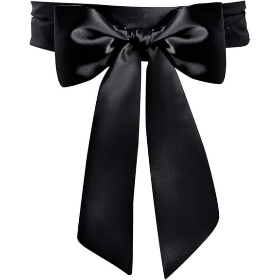 Women's Wedding Sash Belt Ribbon Satin Scarf Waist Belts for Special Occasion Dress Bridal Sash Belt (3.5'' Wide x 98.4" Length, Black)