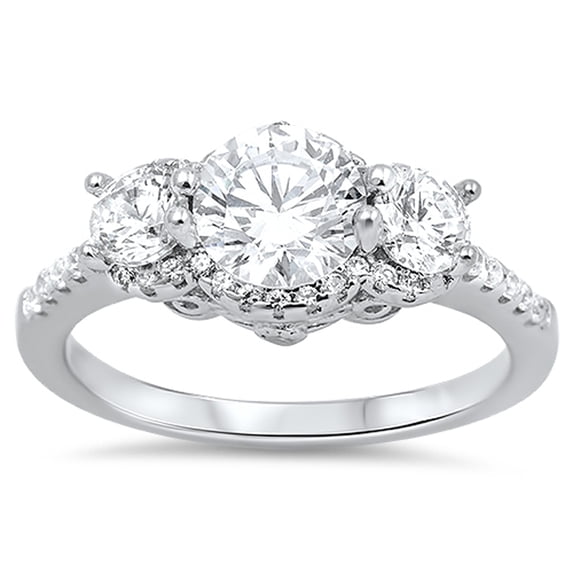 Women's Wedding White CZ Halo Promise Ring .925 Sterling Silver Band Jewelry Female Size 10