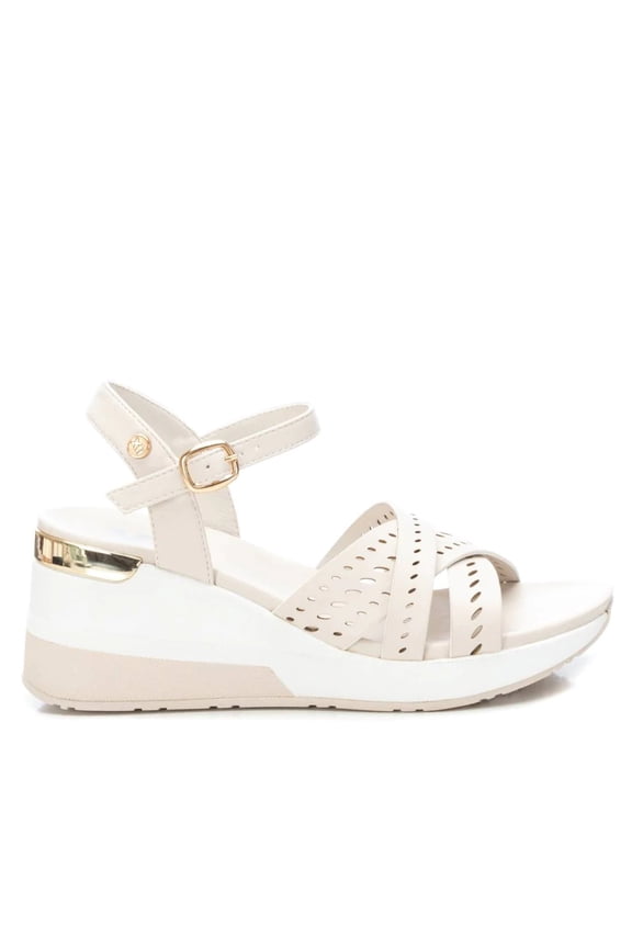 Women's Wedge Cross Strap Sandals By XTI_141191_Light Beige