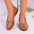 thumbnail image 1 of Women's Wedge Cut-Out Flats Breathable Soft Sole Slip-On Casual Summer Footwear Brown 42, 1 of 9