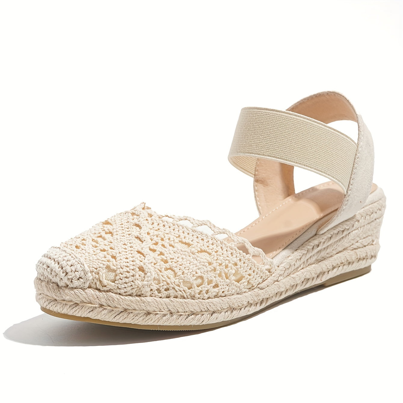 Women's Wedge Espadrille Sandals, Lace Closed Toe Elastic Ankle Strap Slip  On Shoes, Casual Slingback Sandals Comfortable Summer Shoes - Walmart.com