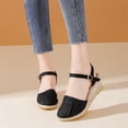 thumbnail image 1 of Women's Wedge Heels Espadrilles Platform Wedge Sandals,Open Toe Ankle Strap Platform Sandals Black 7, 1 of 7