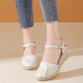 thumbnail image 1 of Women's Wedge Heels Espadrilles Platform Wedge Sandals,Open Toe Ankle Strap Platform Sandals White 8.5, 1 of 6