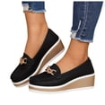 thumbnail image 1 of Women's Wedge Loafers Casual Comfortable Orthopedic Platform Sneakers Business Non Slip Walking Fashion Retro Slip on Work Shoes Black Size 7, 1 of 5