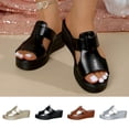 thumbnail image 1 of Women's Wedge Mules Open Toe Double Strap Casual Spring Shoes with Thick Platform Heel Non Slip Comfortable Elevated Sandals for Women Plus Size Available, 1 of 10
