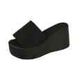 thumbnail image 1 of Women's Wedge Sandal Platform Open Toe Wedge Heel Sandals High Heels Summer Slip on Comfortable Soft Arch Support Sandals Black Women Sandal, 1 of 9