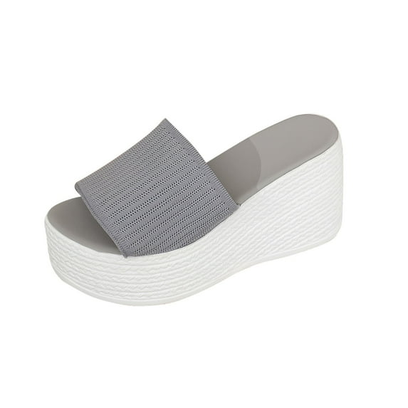 Women's Wedge Sandal Platform Open Toe Wedge Heel Sandals High Heels Summer Slip on Comfortable Soft Arch Support Sandals Gray Women Sandal