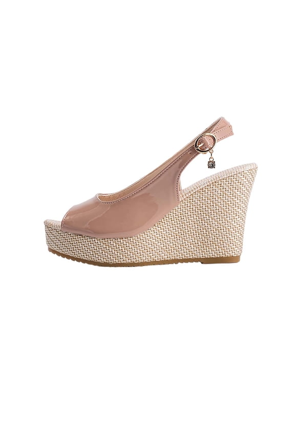 Women's Wedge Sandals: Ankle Strap Woven Hemp Rope Platform Open Toe Wedges - Stylish High Heel Dressy Summer Wedges for Women Pink 7.5(40)