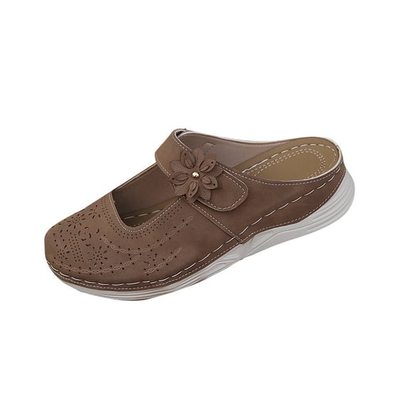 Women's Wedge Sandals Arch Support Closed Toe Slip On Slide Sandals Comfortable Summer Beach Walking Slides Shoes