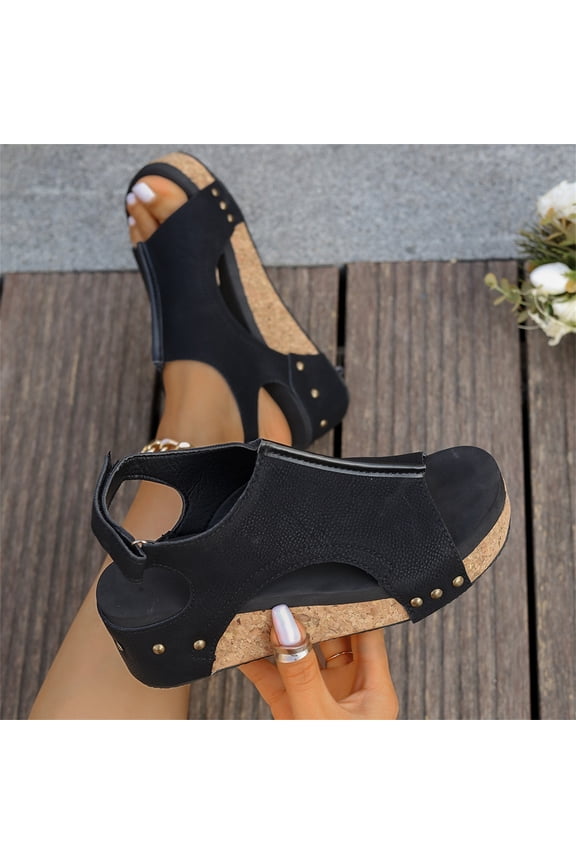 Women's Wedge Sandals Open Toe Buckle Strap Slingback Platform Shoes Casual Retro Sandals Summer shikongkuajing