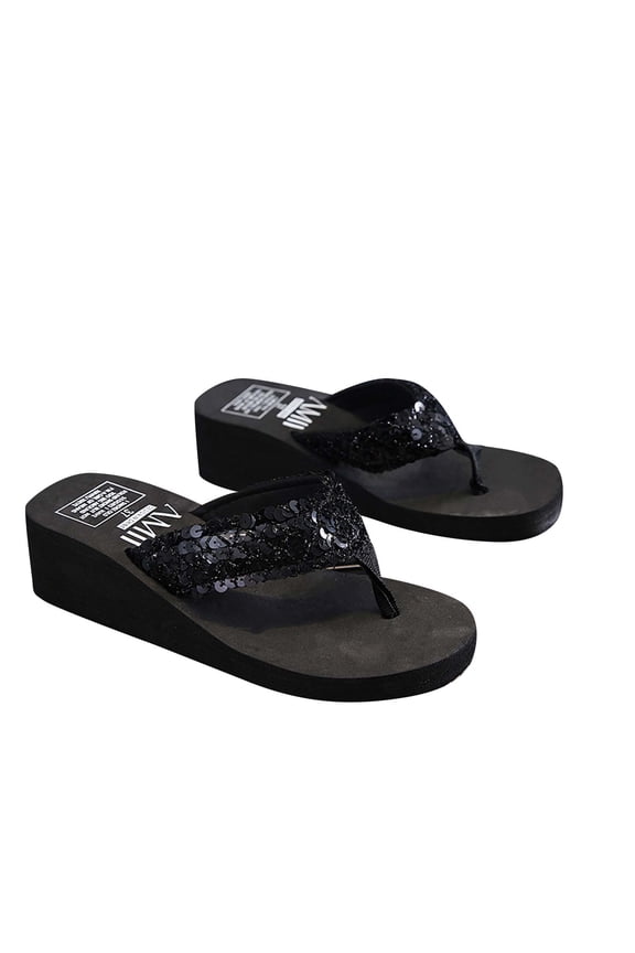 Women's Wedge Sandals Rhinestone Thong Platform Flip Flops Flip Flops Sandals Glitter Sequin Summer Thong Sandal