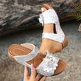 thumbnail image 1 of Women's Wedge Sandals for Women Trendy Open Toe Glitter Floral Applique Espadrille Wedge Sandals Comfortable Slip On Thick Sole Beach Shoes Summer Fashion Plus Size Wide Width Silver Shoes for Women, 1 of 9