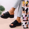thumbnail image 1 of Women's Wedge Slide Sandals Casual Fashion New Spring Summer Single Strap Wedge Platform Thick Sole Lightweight Comfortable Slippers, 1 of 8