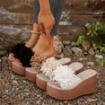 thumbnail image 1 of Women's Wedge Slide Sandals Summer Casual Thick Sole Platform Mules with 3D Floral Accent Solid Color Slip On Heeled Sandals for Beach Daily Walking Outdoor Use, 1 of 10