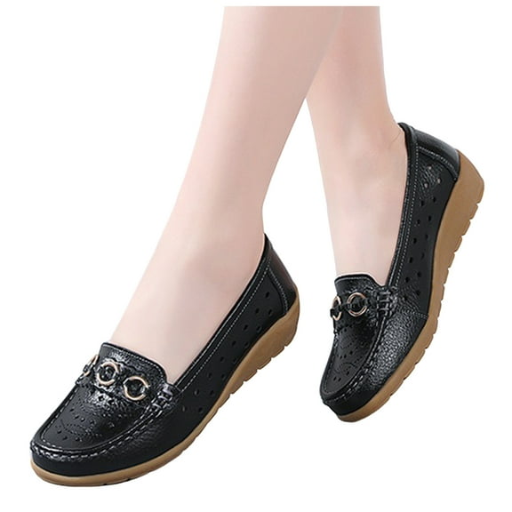 Women's Wedge Slip on Penny Loafers Breathable Hollow out Casual Boat Shoes Comfortable Walking Sneakers