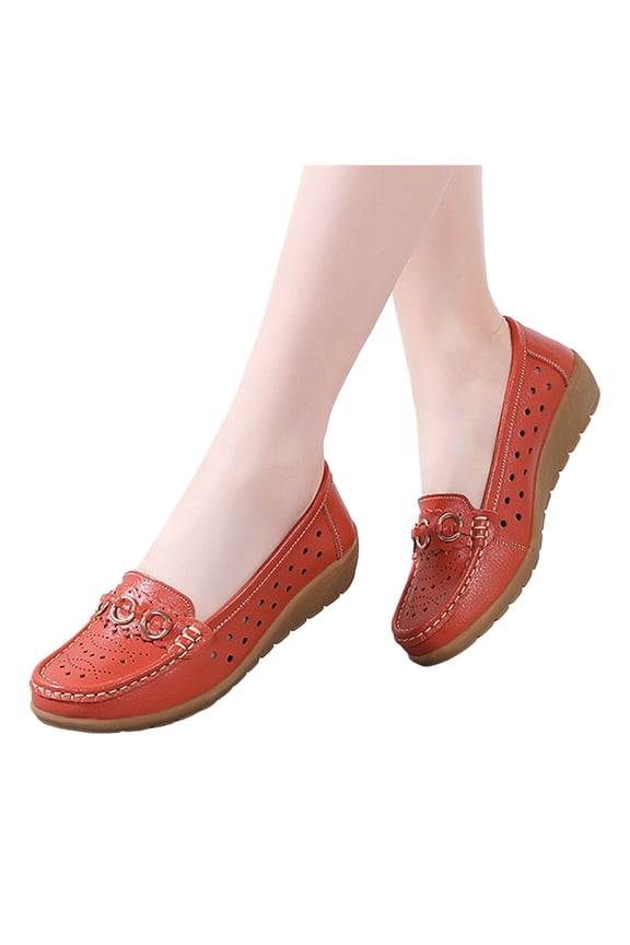 Women's Wedge Slip on Penny Loafers Breathable Hollow out Casual Boat Shoes Comfortable Walking Sneakers