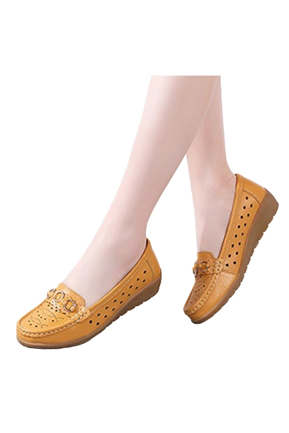 Women's Wedge Slip on Penny Loafers Breathable Hollow out Casual Boat Shoes Comfortable Walking Sneakers