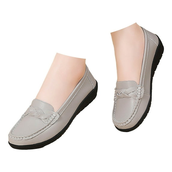Women's Wedge Slip on Penny Loafers Dress Shoes Comfort Casual Leather Low Heel Boat Flats Work Shoes Spring