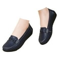 thumbnail image 1 of Women's Wedge Slip on Penny Loafers Dress Shoes Comfort Casual Leather Low Heel Boat Flats Work Shoes Spring, 1 of 6