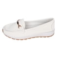 thumbnail image 1 of Women's Wedge Suede Loafers Low Cut Casual Wide Width Tennis Shoes Metal Chain Comfortable Non Slip Walking Sneakers White Size 7, 1 of 5