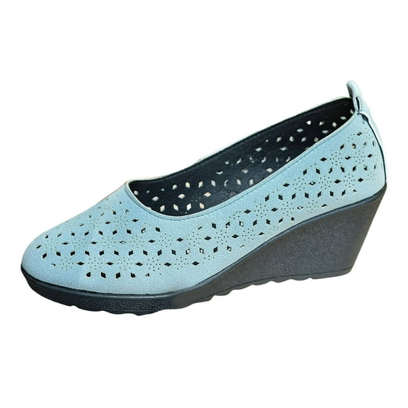 Women's Wedges Dress Shoes Autumn Casual Suede Pointed Toe High Heels Slip on Ballet Flats Heeled Loafers