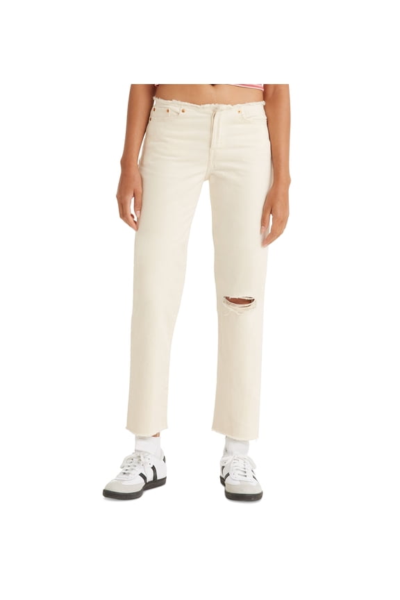 Women's Wedgie Straight-Leg Ripped Waistband Jeans Dont Fray 32