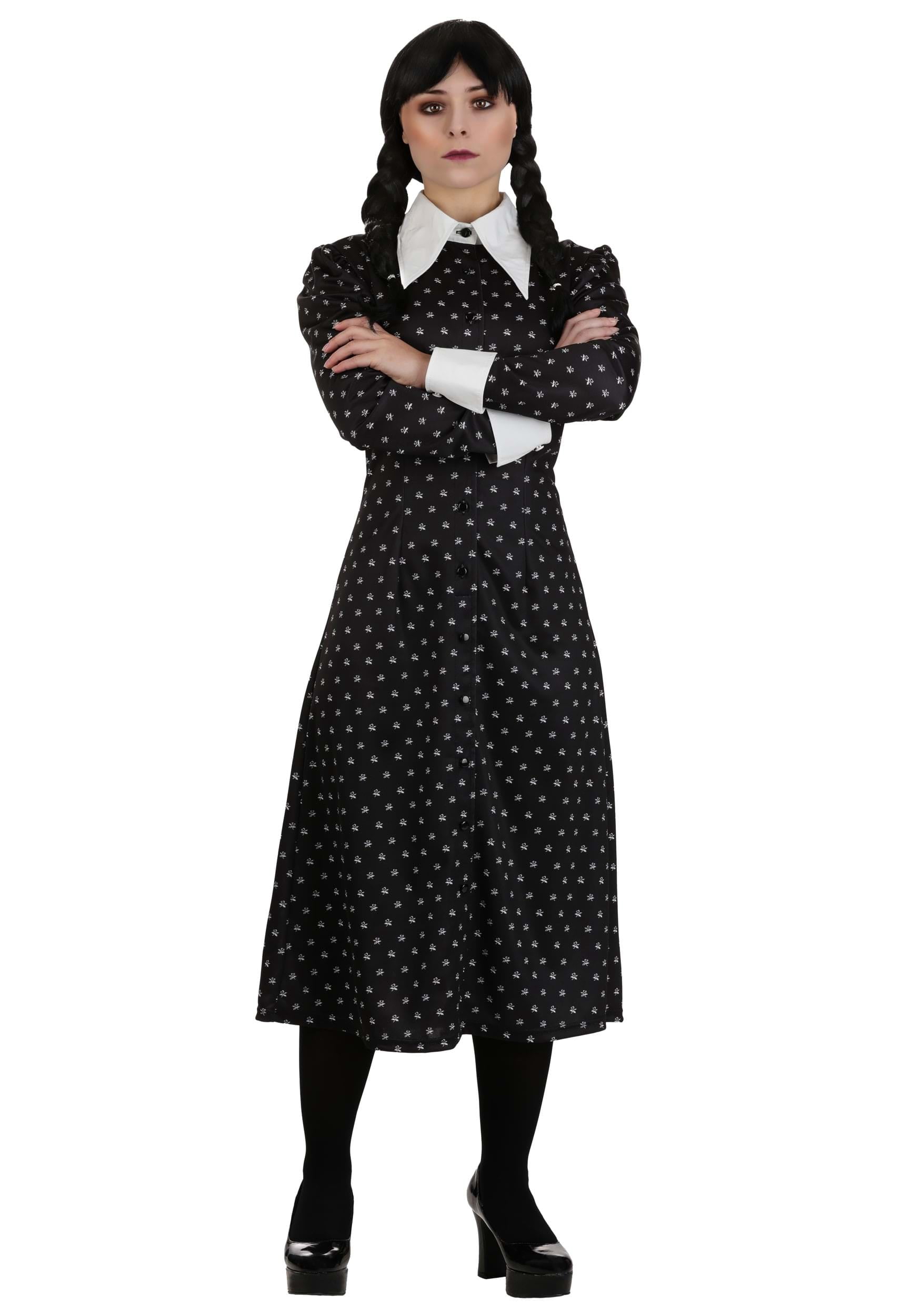 Women's Wednesday Addams Polka Dot Costume Dress - Walmart.com