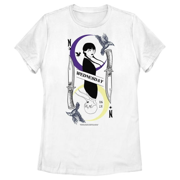 Women's Wednesday Character Line Art  Graphic Tee White 2X Large