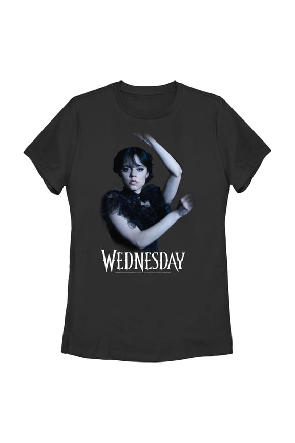 Women's Wednesday Classic Dance Scene Logo Graphic Tee Black Small
