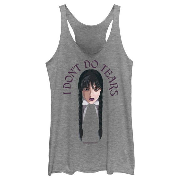 Women's Wednesday I Don't Do Tears Racerback Tank Top Gray Heather 2X Large