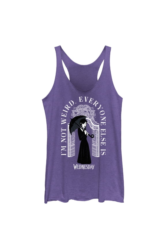 Women's Wednesday I'm Not Weird, Everyone Else Is Racerback Tank Top Purple Heather Large