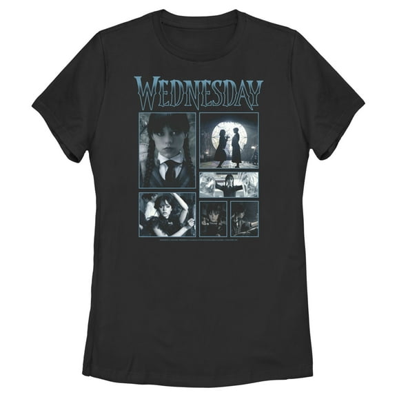 Women's Wednesday Iconic Scenes  Graphic Tee Black 2X Large