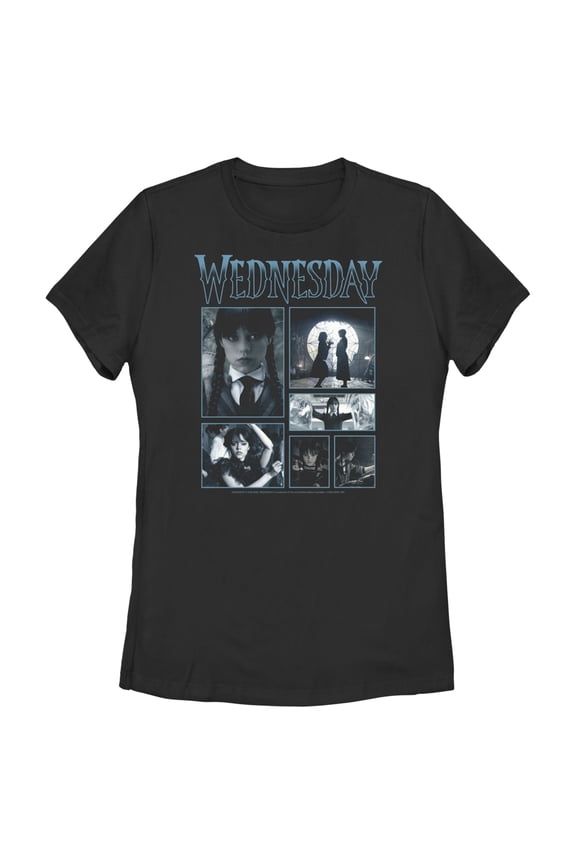 Women's Wednesday Iconic Scenes Graphic Tee Black Small