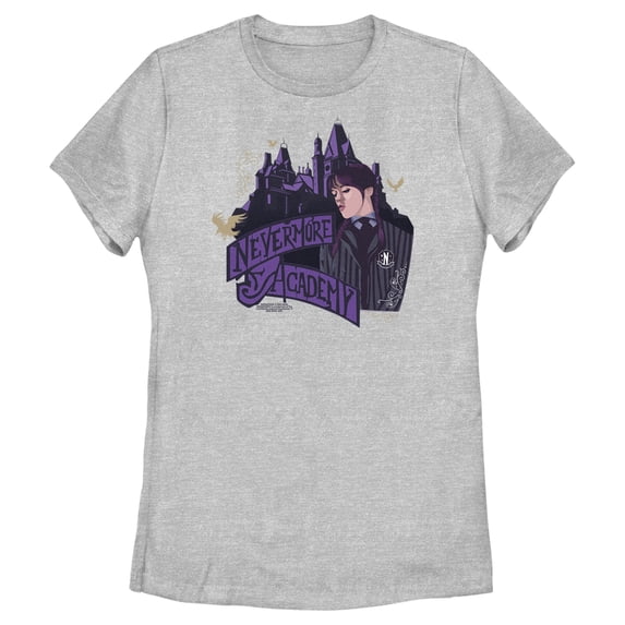 Women's Wednesday Nevermore Academy Graphic Tee Athletic Heather X Large