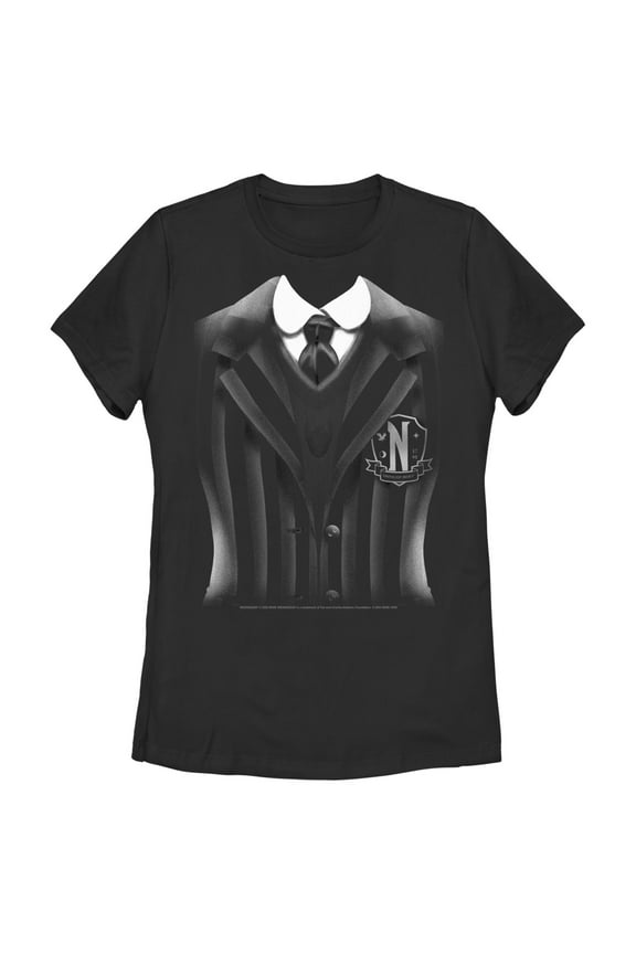 Women's Wednesday Nevermore Academy Uniform Graphic Tee Black 2X Large