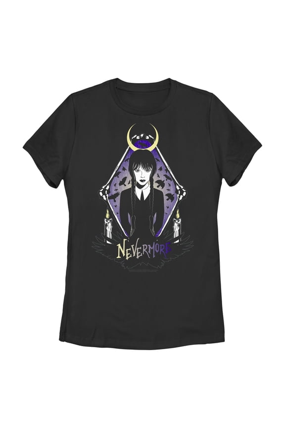 Women's Wednesday Nevermore Portrait Graphic Tee Black Small
