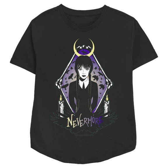 Women's Wednesday Nevermore Portrait Graphic Tee Black X Large
