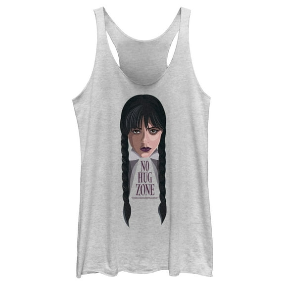 Women's Wednesday No Hug Zone  Racerback Tank Top White Heather Medium