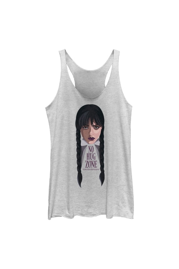 Women's Wednesday No Hug Zone Racerback Tank Top White Heather X Large
