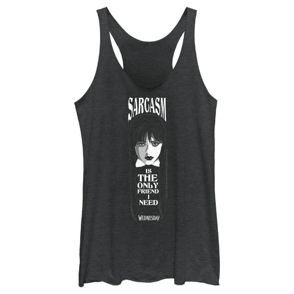 Women's Wednesday Sarcasm is the Only Friend I Need  Racerback Tank Top Black Heather Medium