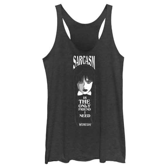Women's Wednesday Sarcasm is the Only Friend I Need Racerback Tank Top Black Heather X Small