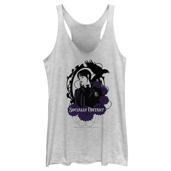 Women's Wednesday Socially Distant Racerback Tank Top White Heather X Large