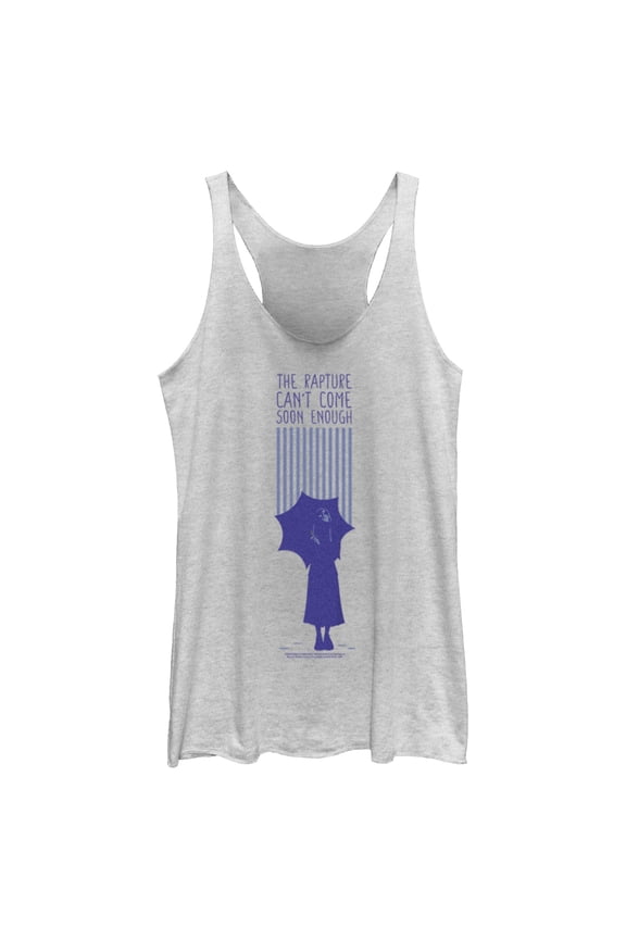 Women's Wednesday The Rapture Can't Come Soon Enough Racerback Tank Top White Heather Large