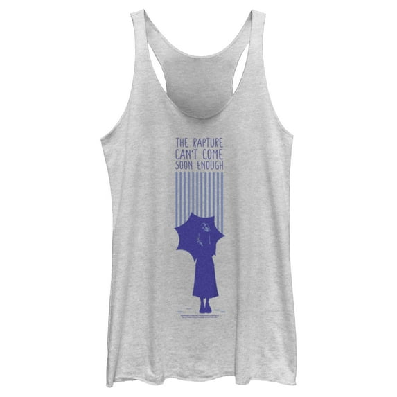 Women's Wednesday The Rapture Can't Come Soon Enough Racerback Tank Top White Heather Large