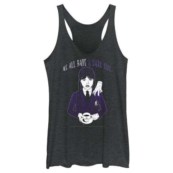 Women's Wednesday We All Have a Dark Side Racerback Tank Top Black Heather Small